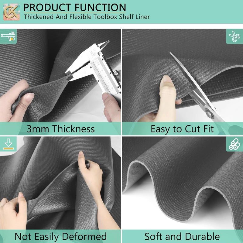 ChiKiner Foam Toolbox Liner Shelf Liner, Thickened Durable Pad Tool Box Mat for Protecting Your Tools, Work Surfaces, Garage, Chest -Gray 3mm Thickness, 20 inch*24 ft - Image 4