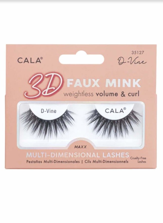CALA 3D FAUX MINK LASHES: D-Vine 35127 - Image 1