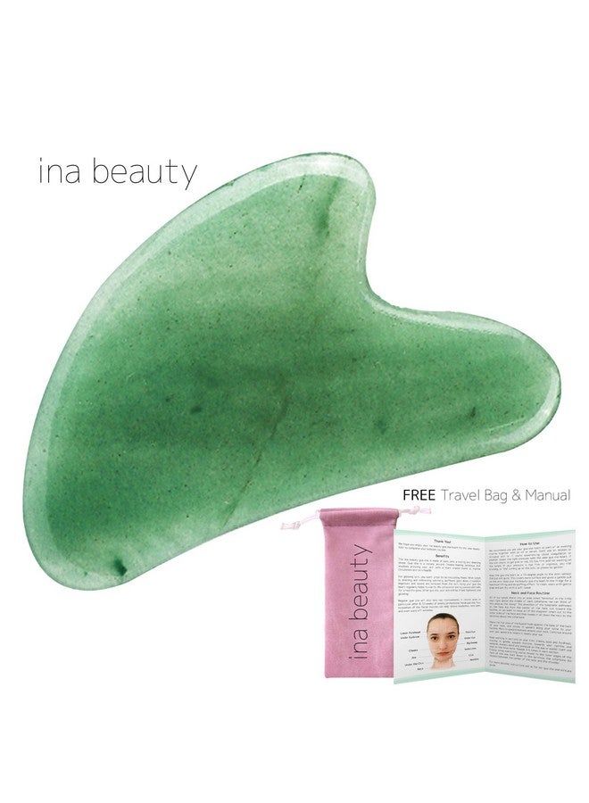 Ina Beauty Large Gua Sha Heart Natural Jade Stone For Face To Lift Decrease Puffiness And Tighten - Image 2