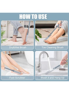 Paron Toe Cleaning Brush Scrubber In Shower With Long Handle Silicone Foot Brush Soft Skin Exfoliation Lotion Applicator For Foot Seniors,Elderly, Men And Women Pack Of 1  - Image 2
