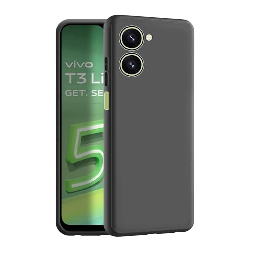 Cedo غطاء خلفي CEDO لهاتف Vivo T3 Lite / IQOO Z9 Lite (5G) | حماية من نتوء الكاميرا وبطانة من القماش المخملي الداخلي | غطاء مطاطي ناعم فائق النحافة غير لامع (أسود) - Image 1