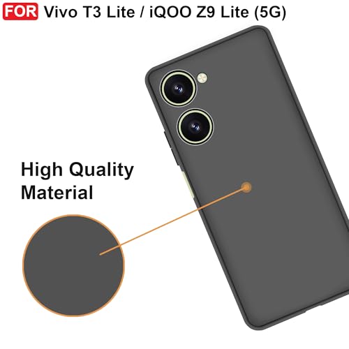 Cedo غطاء خلفي CEDO لهاتف Vivo T3 Lite / IQOO Z9 Lite (5G) | حماية من نتوء الكاميرا وبطانة من القماش المخملي الداخلي | غطاء مطاطي ناعم فائق النحافة غير لامع (أسود) - Image 5