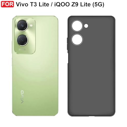Cedo غطاء خلفي CEDO لهاتف Vivo T3 Lite / IQOO Z9 Lite (5G) | حماية من نتوء الكاميرا وبطانة من القماش المخملي الداخلي | غطاء مطاطي ناعم فائق النحافة غير لامع (أسود) - Image 2