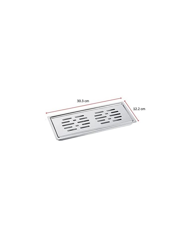 Stainless Steel Square Shaped Drainer With Striped Grate - Image 3