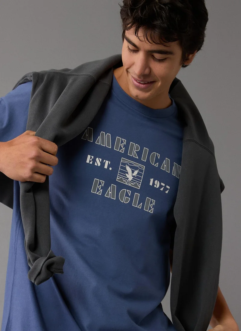 امريكان ايجل Embroidered Graphic Crew Neck T-Shirt