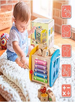 Generic Wooden Toy Puzzle Sorting Cube – Play Box for Toddlers, Promotes Shape Recognition  - Image 1