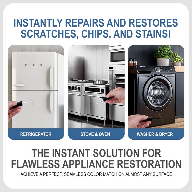 Sundaze Gloss Appliance Touch-Up Paint Pen Kit - Stove, Refrigerator, Washer, Dryer Touch Up - 3 Glossy Colors White, Black, Silver - Instantly Repair & Restore Scratches, Chips, Stains - Color Match - Image 2