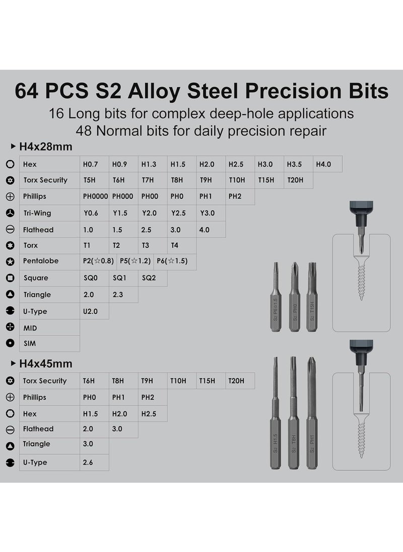 Generic - Electric Screwdriver Set, 66 in 1 Small Electric Screwdriver Cordless - 64 Preicison Bits, 5 Torque Settings, 4 LED Lights, Mini Power Screwdriver Repair Tool Kit for PC RC Electronic - Image 1