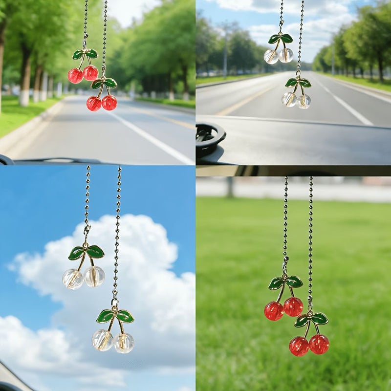 زخرفة سيارة الكرز الأحمر المعلقة DIY مع استنسل مطلي بالذهب ثلاثي الأبعاد - Image 1