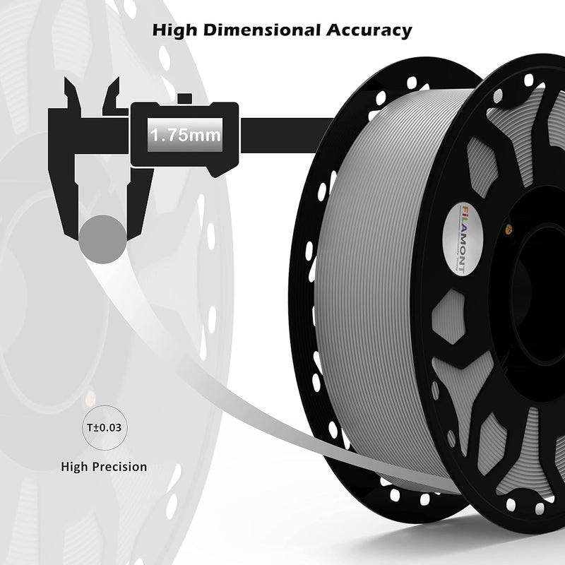 Protomont TECHNOLOGIES فيلا مونت 1.75 مم خيوط طباعة ثلاثية الأبعاد PLA بريميوم بلس متوافقة مع معظم طابعات FDM (رمادي) - Image 3