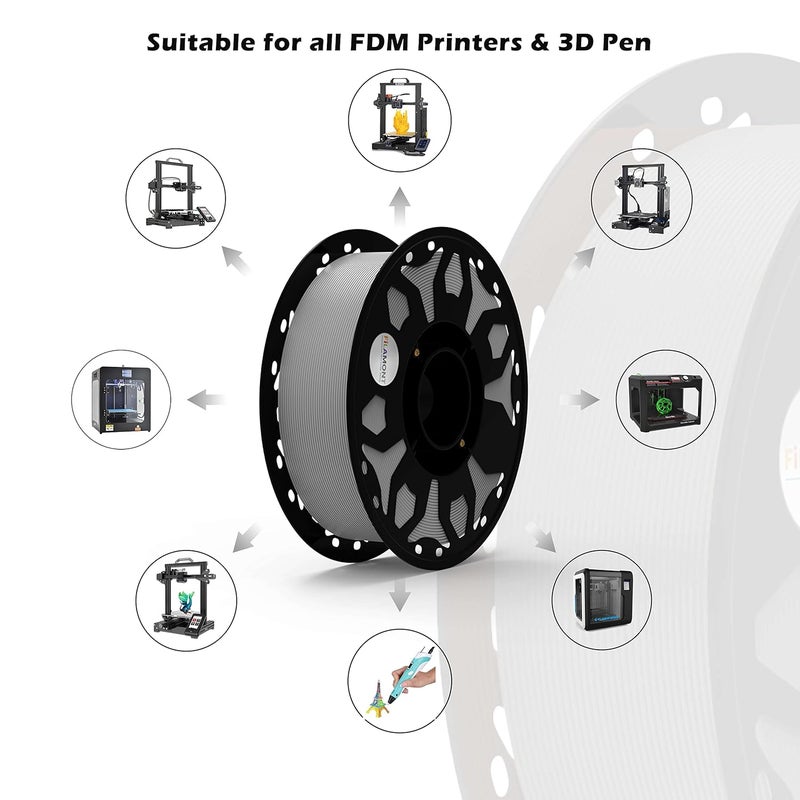 Protomont TECHNOLOGIES فيلا مونت 1.75 مم خيوط طباعة ثلاثية الأبعاد PLA بريميوم بلس متوافقة مع معظم طابعات FDM (رمادي) - Image 2