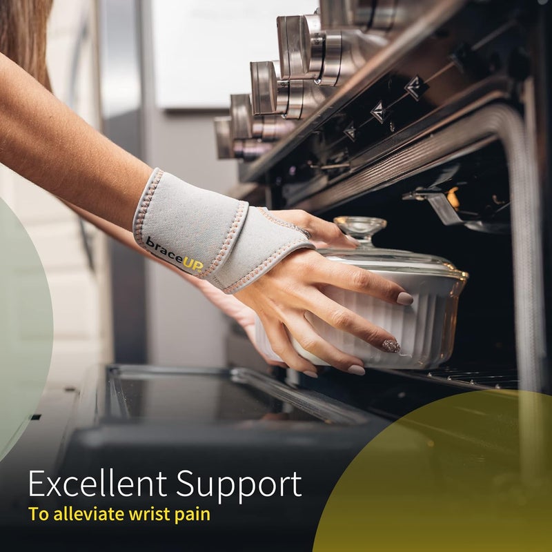 BraceUP Adjustable Wrist Support Wrist Brace for Carpal Tunnel Tendonitis Arthritis Sports Daily Use Left and Right Hand One Size Black - Image 3