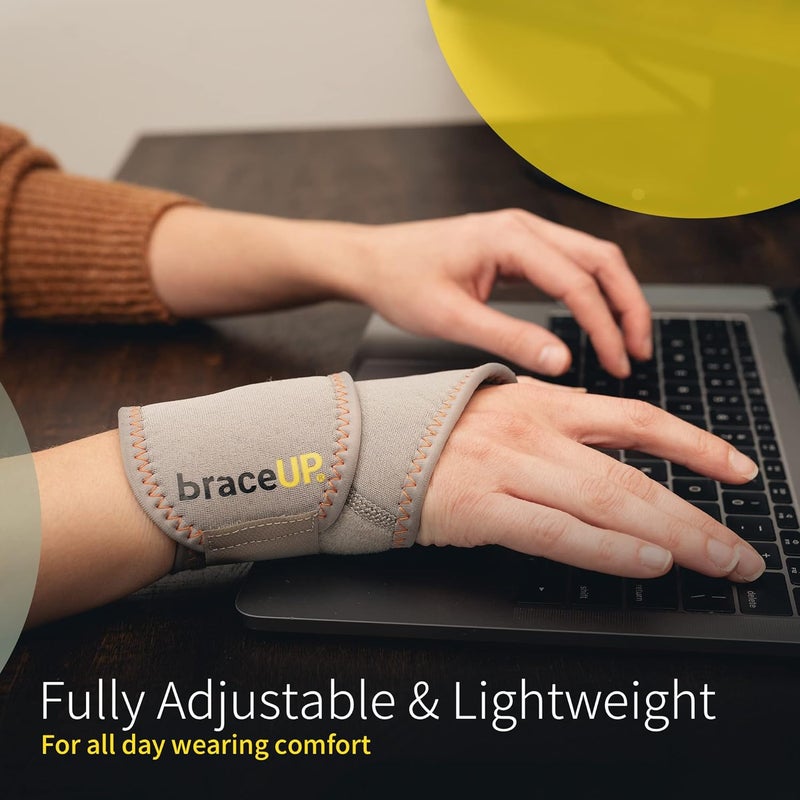 BraceUP Adjustable Wrist Support Wrist Brace for Carpal Tunnel Tendonitis Arthritis Sports Daily Use Left and Right Hand One Size Black - Image 2