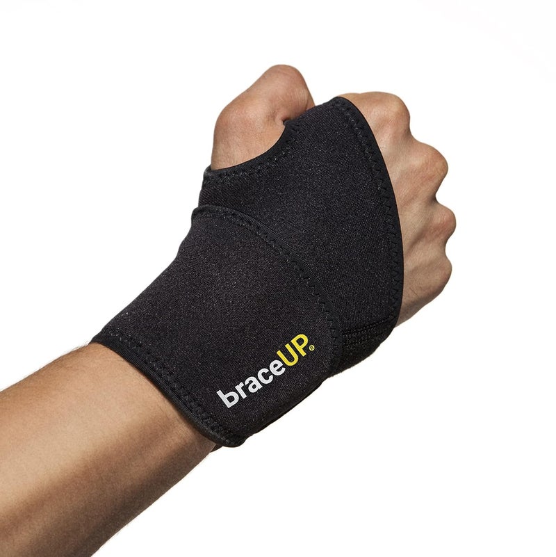 BraceUP Adjustable Wrist Support Wrist Brace for Carpal Tunnel Tendonitis Arthritis Sports Daily Use Left and Right Hand One Size Black - Image 1