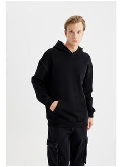 Man Comfort Fit Hooded Long Sleeve Knitted Sweat Shirt