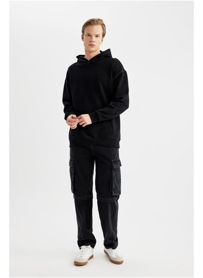 DeFacto - Man Comfort Fit Hooded Long Sleeve Knitted Sweat Shirt - Image 1