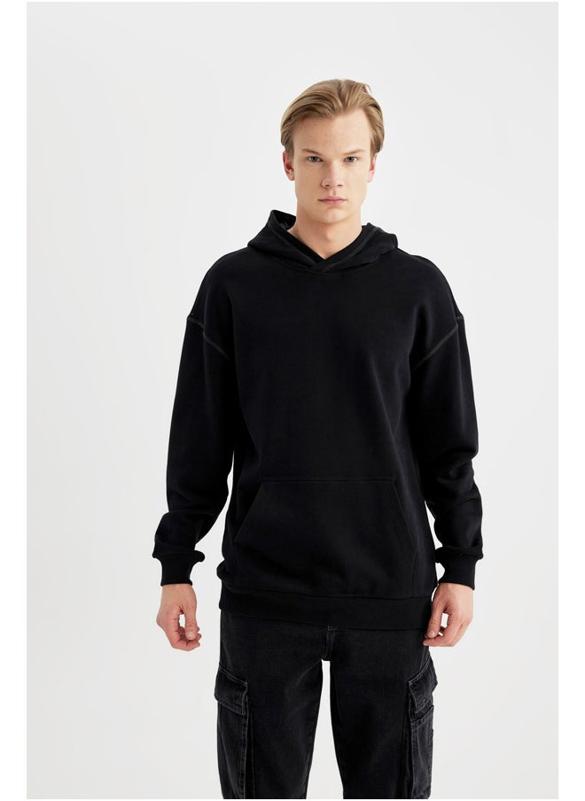 DeFacto - Man Comfort Fit Hooded Long Sleeve Knitted Sweat Shirt - Image 1
