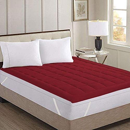 Jaipur Prints Water Resistant & Dustproof Mattress Protector King Bed Size 78" X 72" -Maroon-for King Bed Mattress- with Elastic Bands  - Image 1