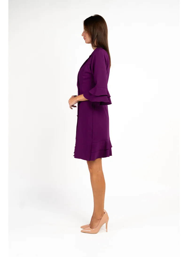 فاشونارا Ruffled Purple Blazer Dress