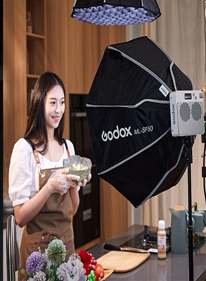جودوكس صندوق إضاءة ناعم ثماني الأضلاع Godox ML-SF50 مقاس 37 بوصة (50 سم) مع حامل Godox وشبكة قرص العسل، مناسب لمصابيح الفيديو LED المحمولة ML100Bi وML60II Bi - Image 5