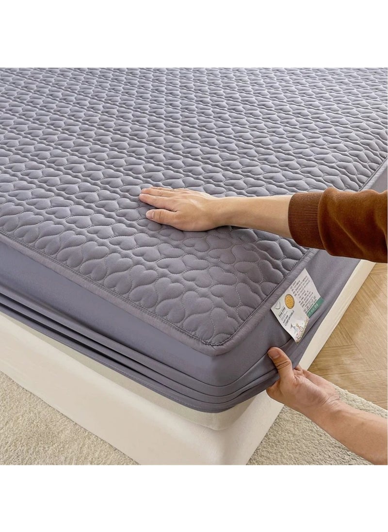 Huitich Waterproof Fitted Bedding Topper Set 200 x 220 cm  - Dark Grey Protect Your Mattress and Pillows Includes 2 Pillowcases  - Image 2