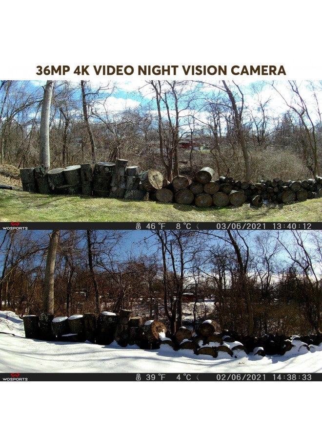 WOSPORTS WOSPORTS Trail Camera,48MP 4K 0.2S Trigger Motion Activated,Game Hunting Camera with Night Vision IP66 Waterproof 2.0''LCD 120°Wide Camera Lens for Outdoor Scouting Wildlife Monitoring Home Security - Image 1