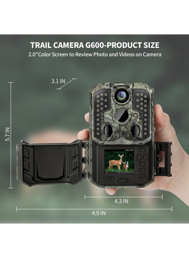WOSPORTS WOSPORTS Trail Camera,48MP 4K 0.2S Trigger Motion Activated,Game Hunting Camera with Night Vision IP66 Waterproof 2.0''LCD 120°Wide Camera Lens for Outdoor Scouting Wildlife Monitoring Home Security - Image 4