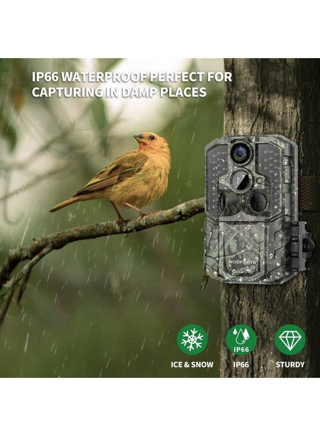 WOSPORTS WOSPORTS Trail Camera,48MP 4K 0.2S Trigger Motion Activated,Game Hunting Camera with Night Vision IP66 Waterproof 2.0''LCD 120°Wide Camera Lens for Outdoor Scouting Wildlife Monitoring Home Security - Image 3