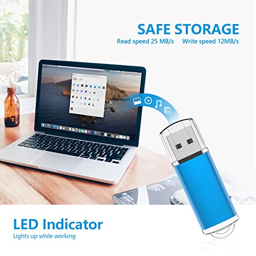 KOOTION 1GB Flash Drive 10 Pack USB 2.0 Memory Stick Capped Jump Drive Thumb Drive, Blue - Image 3