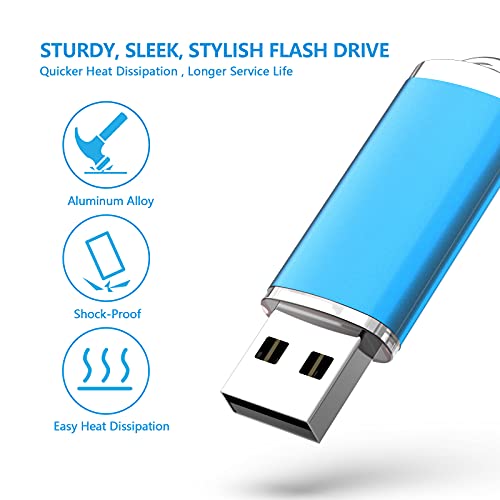KOOTION 1GB Flash Drive 10 Pack USB 2.0 Memory Stick Capped Jump Drive Thumb Drive, Blue - Image 4