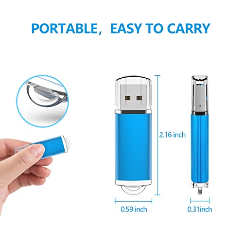 KOOTION 1GB Flash Drive 10 Pack USB 2.0 Memory Stick Capped Jump Drive Thumb Drive, Blue - Image 2
