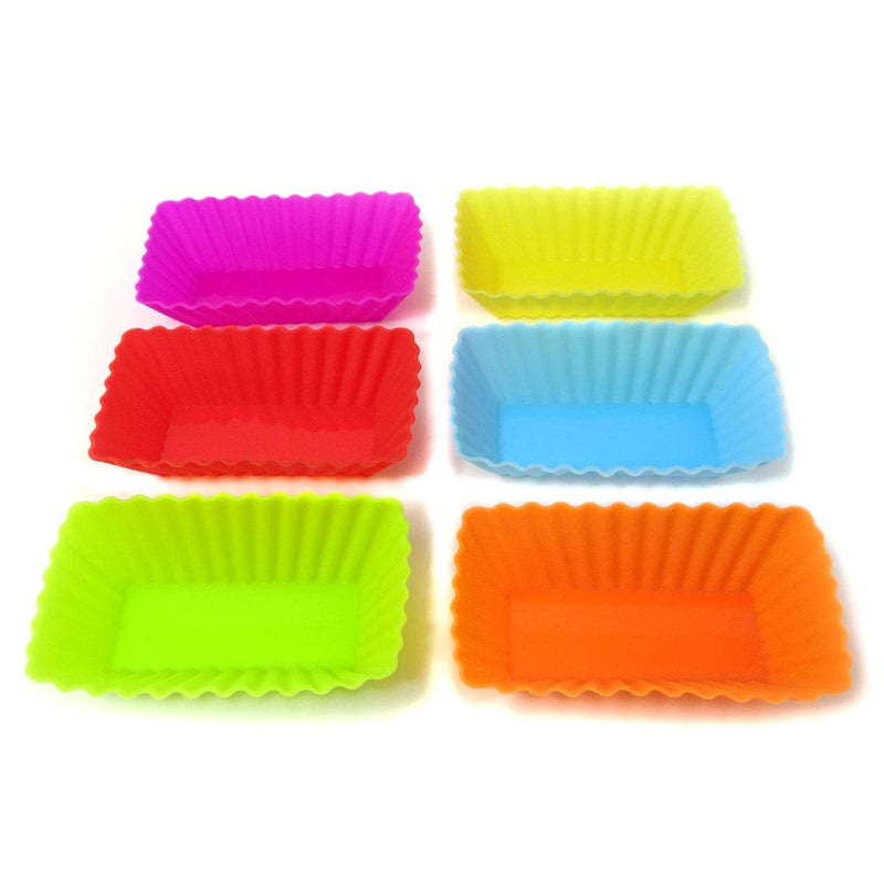 HONBAY "Honbay 12PCS Silicone Rectangular Reusable Cake Cup Sets Baking Cups Nonstick Liner Molds Cupcake Baking Molds for Making Muffin, Chocolate, Bread (83 x 46 x 20mm)" - Image 5