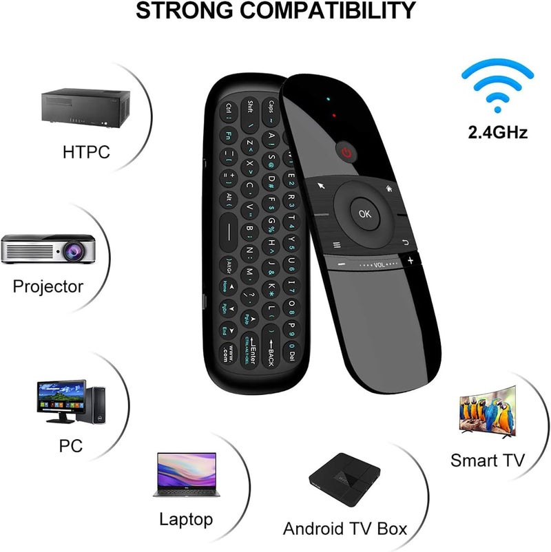 WeChip W1 Remote, Air Mouse Remote, Universal TV Remote, 2.4G Wireless Keyboard Multifunctional Remote Control for Nvidia Shield/Android TV Box/PC/Projector/HTPC/All-in-one PC - Image 2
