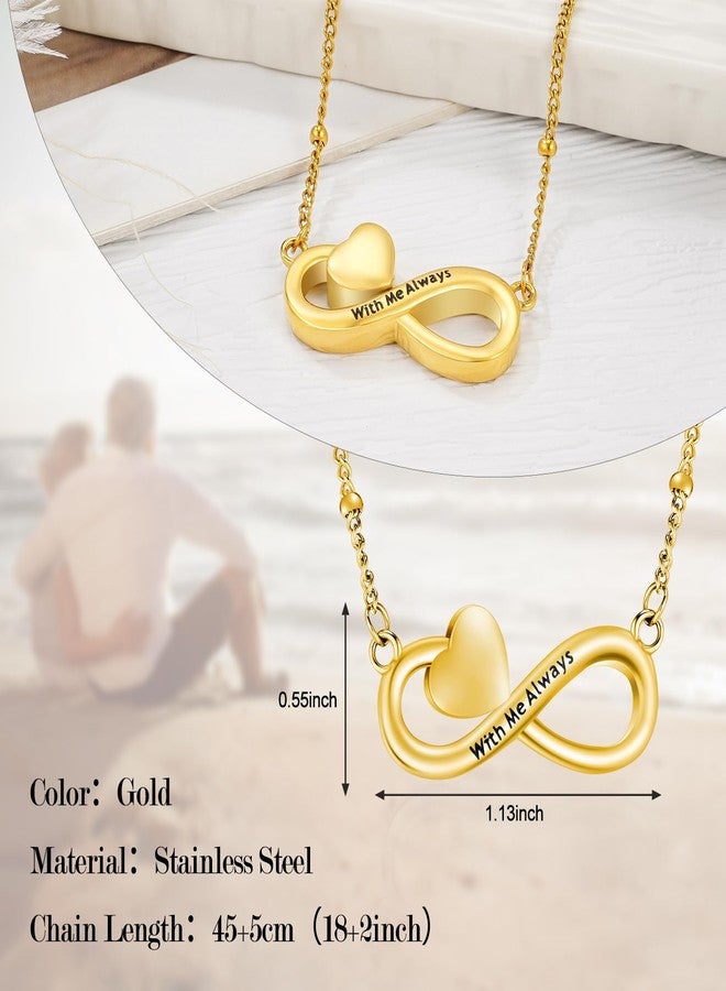 XIUDA Infinity Cremation Jewelry Heart Urn Necklace for Ashes Stainless Steel Urn Pendant Memorial Ashes Necklace for Women Men - Image 2