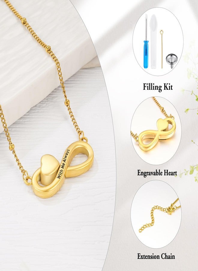 XIUDA Infinity Cremation Jewelry Heart Urn Necklace for Ashes Stainless Steel Urn Pendant Memorial Ashes Necklace for Women Men - Image 3