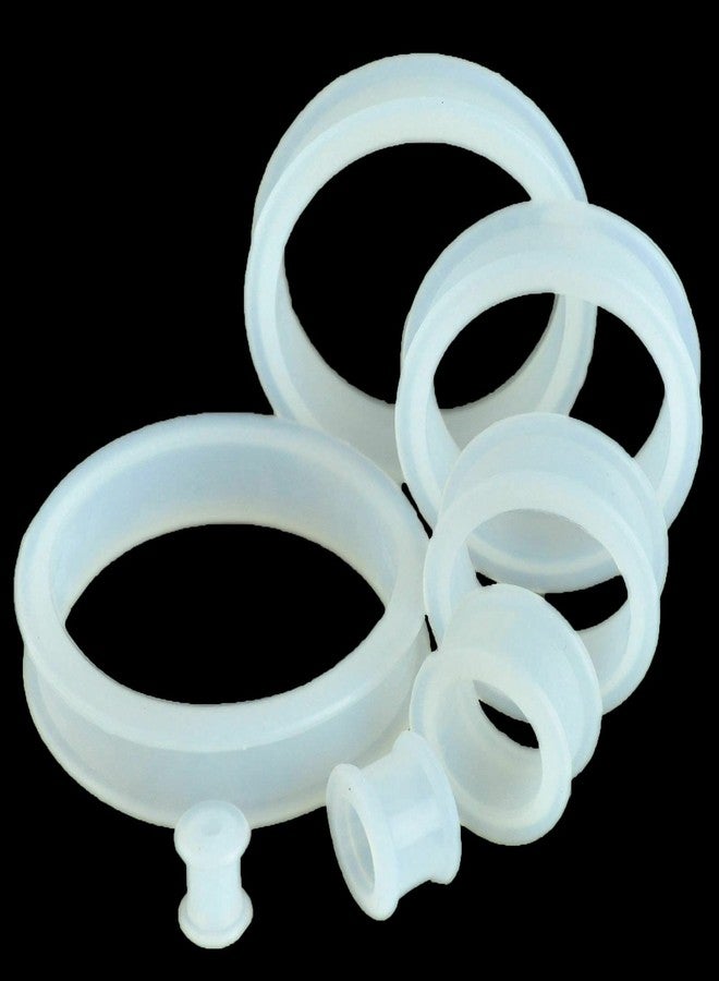 Pair 1-1/2" (38MM) CLEAR SILICONE FLAT FLARE TUNNELS Double Flare Gauges Thin Soft Flexible Flesh Plugs (2pcs) - Image 2