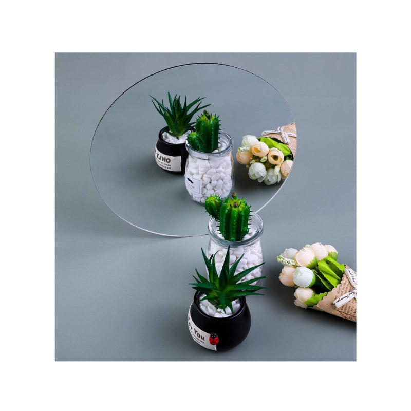 Barakah 6 قطع مرايا أكريليك دائرية، مرآة أكريليك ذاتية اللصق، لوحة مرآة دائرية غير زجاجية، أوراق مرآة بلاستيكية مرنة ملصقات حائط، مرآة صغيرة بدون إطار، لتزيين جدران المنزل أو طاولة الزفاف - Image 4