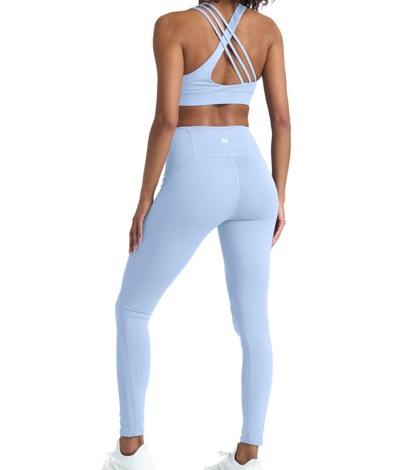 PopSugar 2 Piece Light Blue Workout Sets for women High Waist Leggings and Sports Bra Yoga Set Matching Gym Pilates Running Work Out Outfit XLarge - Image 2