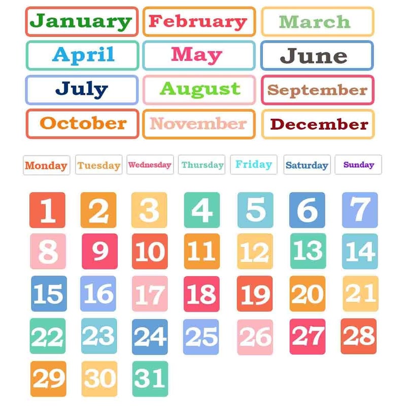 Topabel Calendar Magnets for Whiteboard and Refrigerator 50 Pieces Colorful Magnetic Days of The Week and Months for 2026 New Year Classroom and Office - Image 1