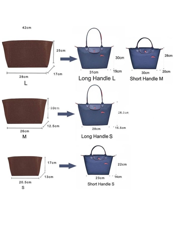 Skycare - Purse Organizer Insert for Longchamp Le Pliage Large Tote - Premium Felt Organizer for Perfectly Organized Essentials BEIGE - Image 1