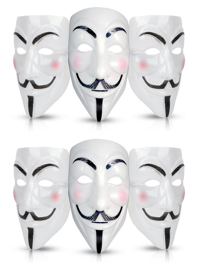 Zyozique أقنعة وجه ZYOZIQUE® V for Vendetta | أقنعة وجه للهاكرز للأولاد | قناع مجهول للأطفال والكبار | أقنعة وجه مجهولة لحفلات الهالوين | أقنعة وجه Vendetta كاملة (عبوة من 6 قطع) - Image 1