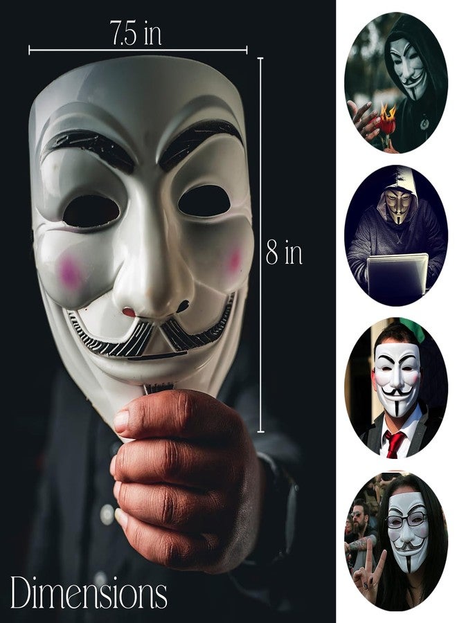 Zyozique أقنعة وجه ZYOZIQUE® V for Vendetta | أقنعة وجه للهاكرز للأولاد | قناع مجهول للأطفال والكبار | أقنعة وجه مجهولة لحفلات الهالوين | أقنعة وجه Vendetta كاملة (عبوة من 6 قطع) - Image 3