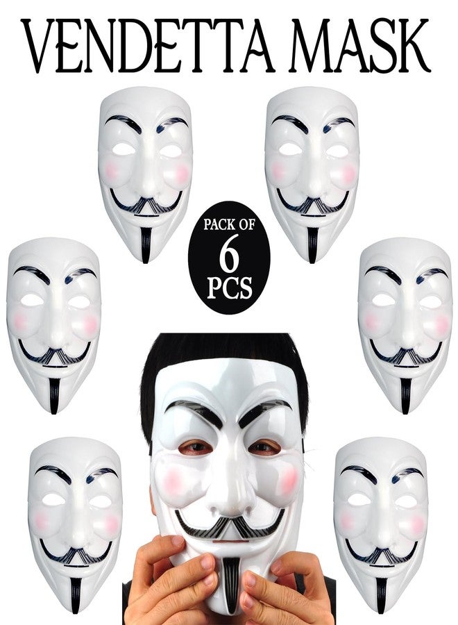 Zyozique أقنعة وجه ZYOZIQUE® V for Vendetta | أقنعة وجه للهاكرز للأولاد | قناع مجهول للأطفال والكبار | أقنعة وجه مجهولة لحفلات الهالوين | أقنعة وجه Vendetta كاملة (عبوة من 6 قطع) - Image 2