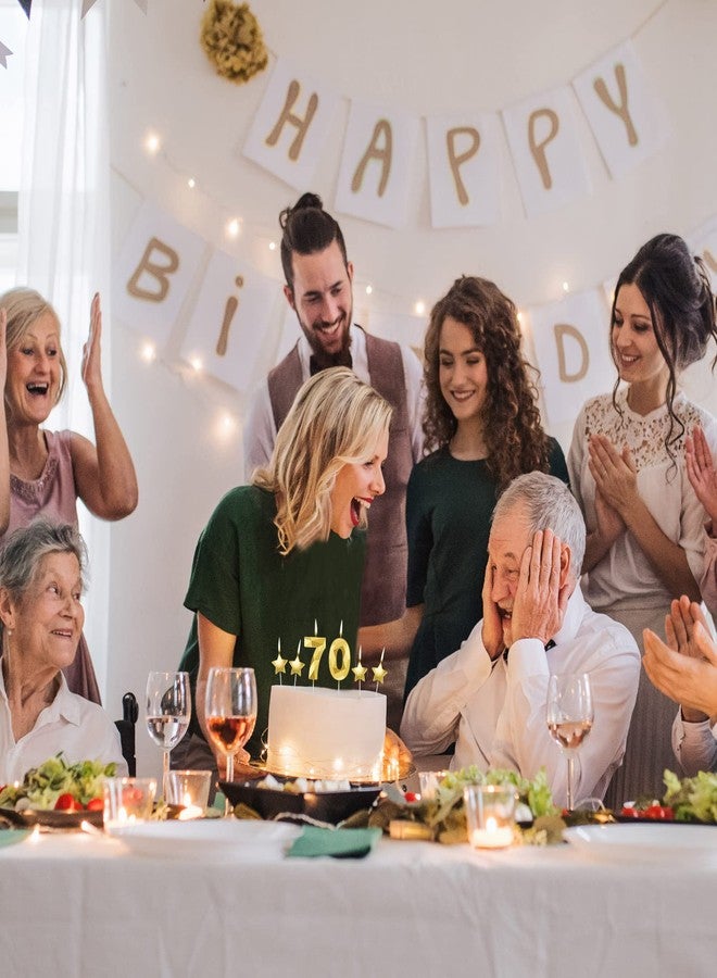 روويست شموع عيد الميلاد السبعين للكيك، زينة كعكة عيد ميلاد ثلاثية الأبعاد على شكل ماسة ونجمة، هدايا رقم 70، شموع للنساء والرجال، حفلات الزفاف (ذهبية) - Image 5
