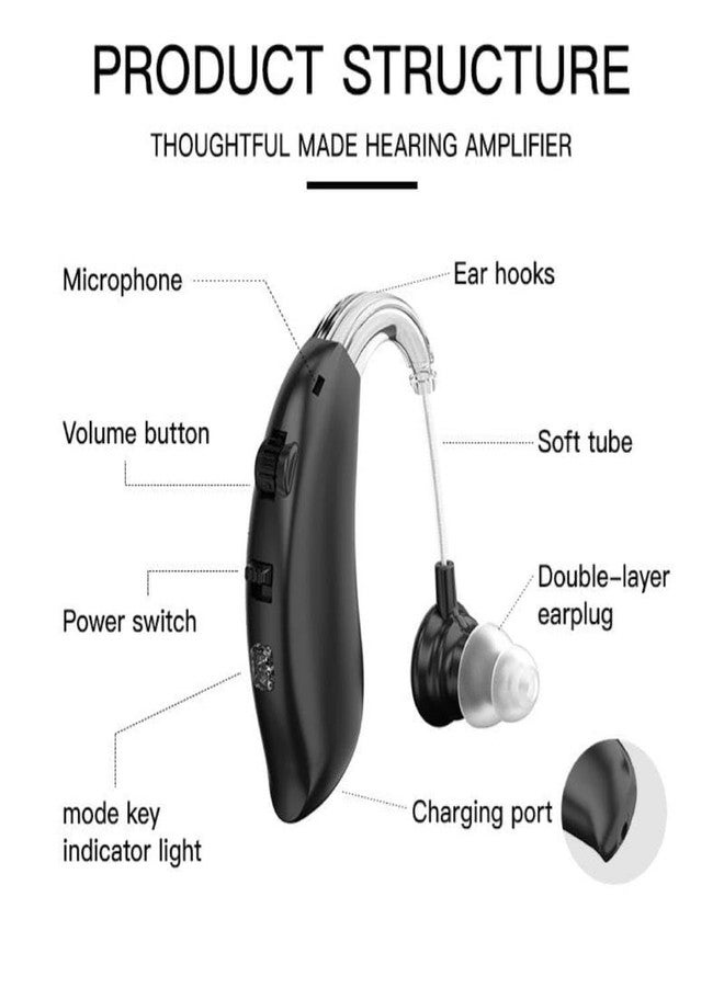 HP SOUND PLUS Hearing Aids,Invisible Rechargeable Hearing Amplifier with Noise Cancelling for Adults Hearing Loss, Digital Ear Hearing Assist Devices Volume Control Flesh (Single Ear) - Image 2