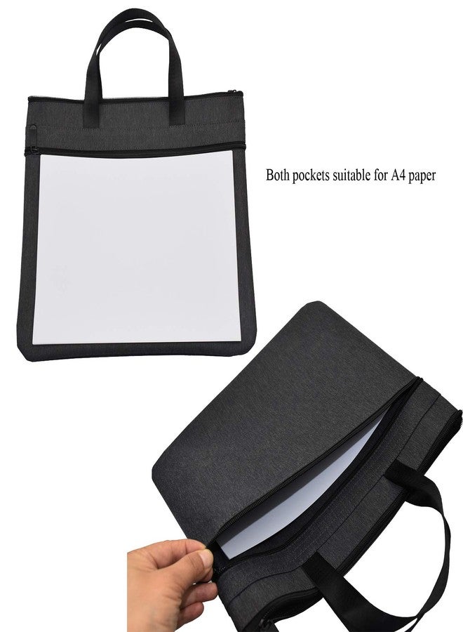 Enyuwlcm Waterproof Zipper Document Bag Handle Meeting Office Organizer Briefcase Black - Image 4