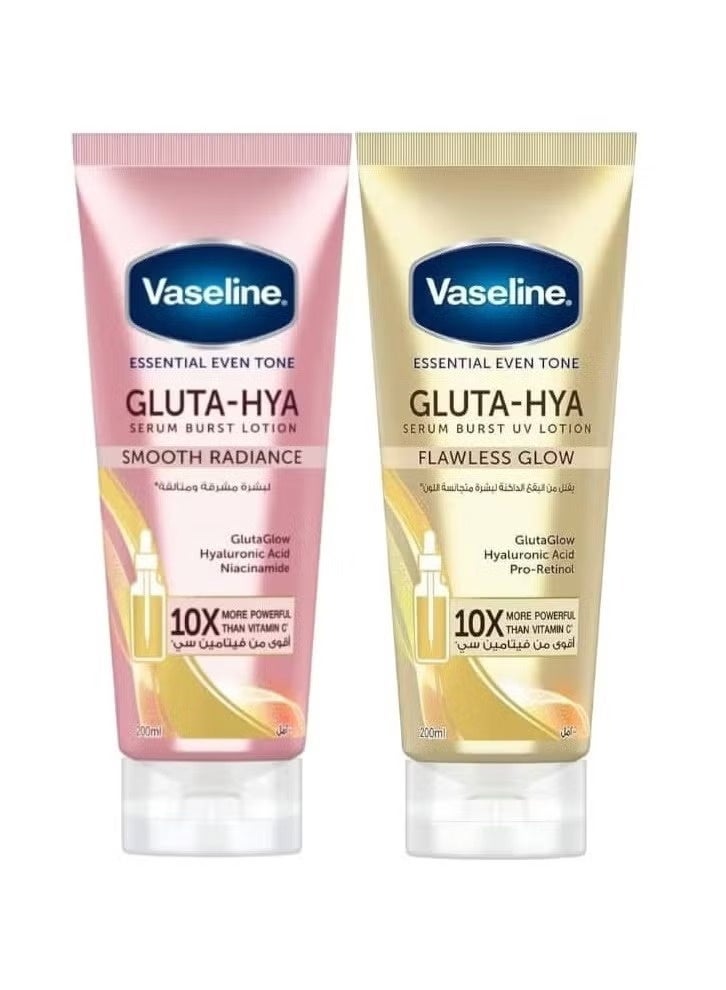 Gluta-Hya Serum Burst Lotion Flawless Bright & Dewy Radiance Pack of 2 – Skin Brightening Body Lotion, Deep Hydration, Glowing Skin, Lightweight Serum Infused Lotion for Women & Men