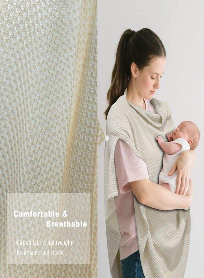 BEWDIO Beige Nursing Cover for Breastfeeding, Soft Breathable Privacy Feeding Shawl, Portable Breast Feeding Covers for Women - Image 4