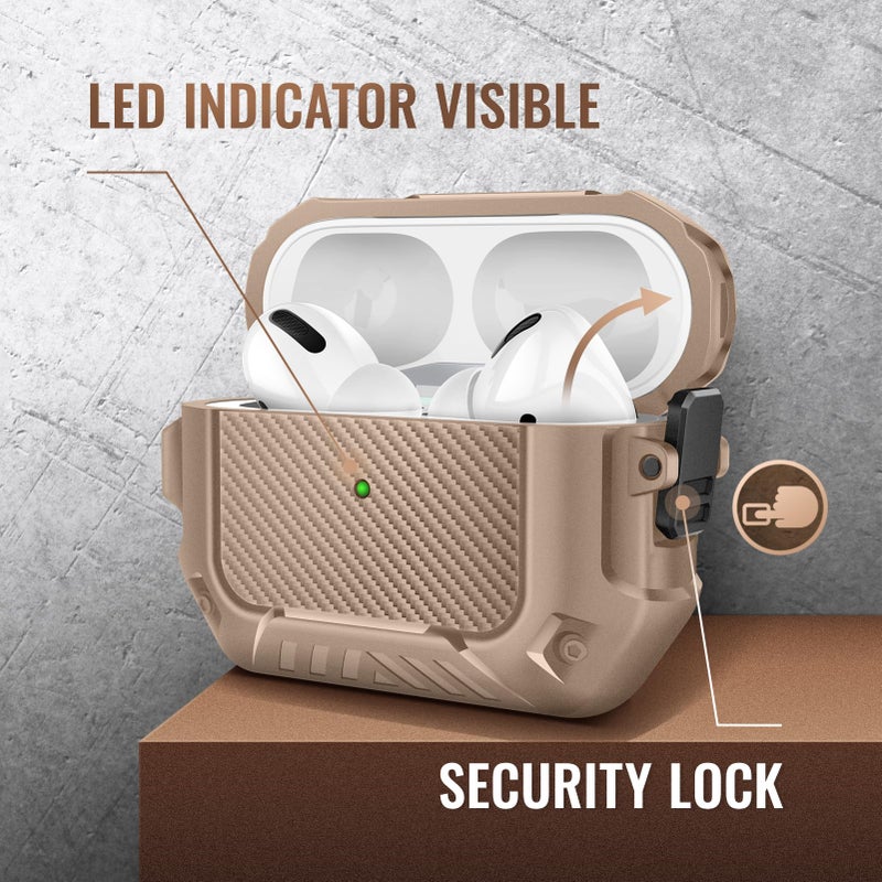 MOBOSI for Airpods Pro 2 Case, Compatible with AirPods Pro Case Cover 2nd/1st Generation with Lock&Keychain&Cleaner Kit, Full Body Shockproof Protective Hard Shell (2023/2022/2019), Brown - Image 3