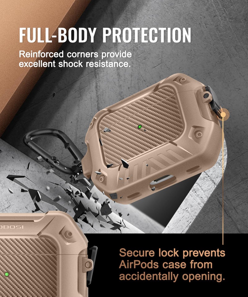 MOBOSI for Airpods Pro 2 Case, Compatible with AirPods Pro Case Cover 2nd/1st Generation with Lock&Keychain&Cleaner Kit, Full Body Shockproof Protective Hard Shell (2023/2022/2019), Brown - Image 5